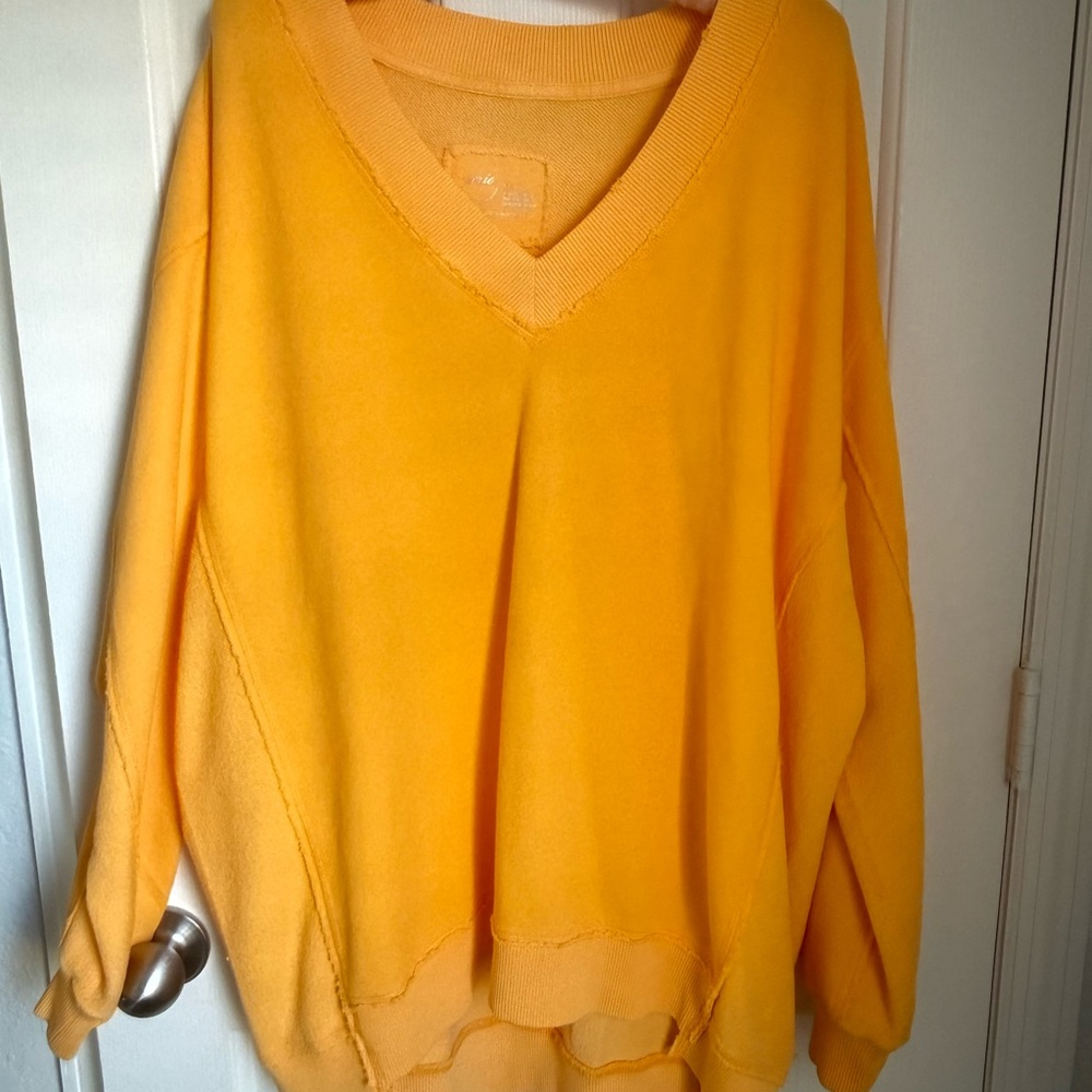 Aerie V-Neck Very Oversized Yellow Sweatshirt